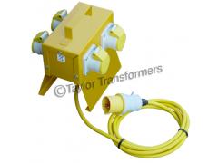 110V 16A TO 4x16A  METAL SPLITTER BOX WITH  INPUT LEAD AND 16A 110v PLUG